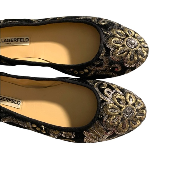 KARL LAGERFELD Black Embellished Flats - Picture 7 of 8